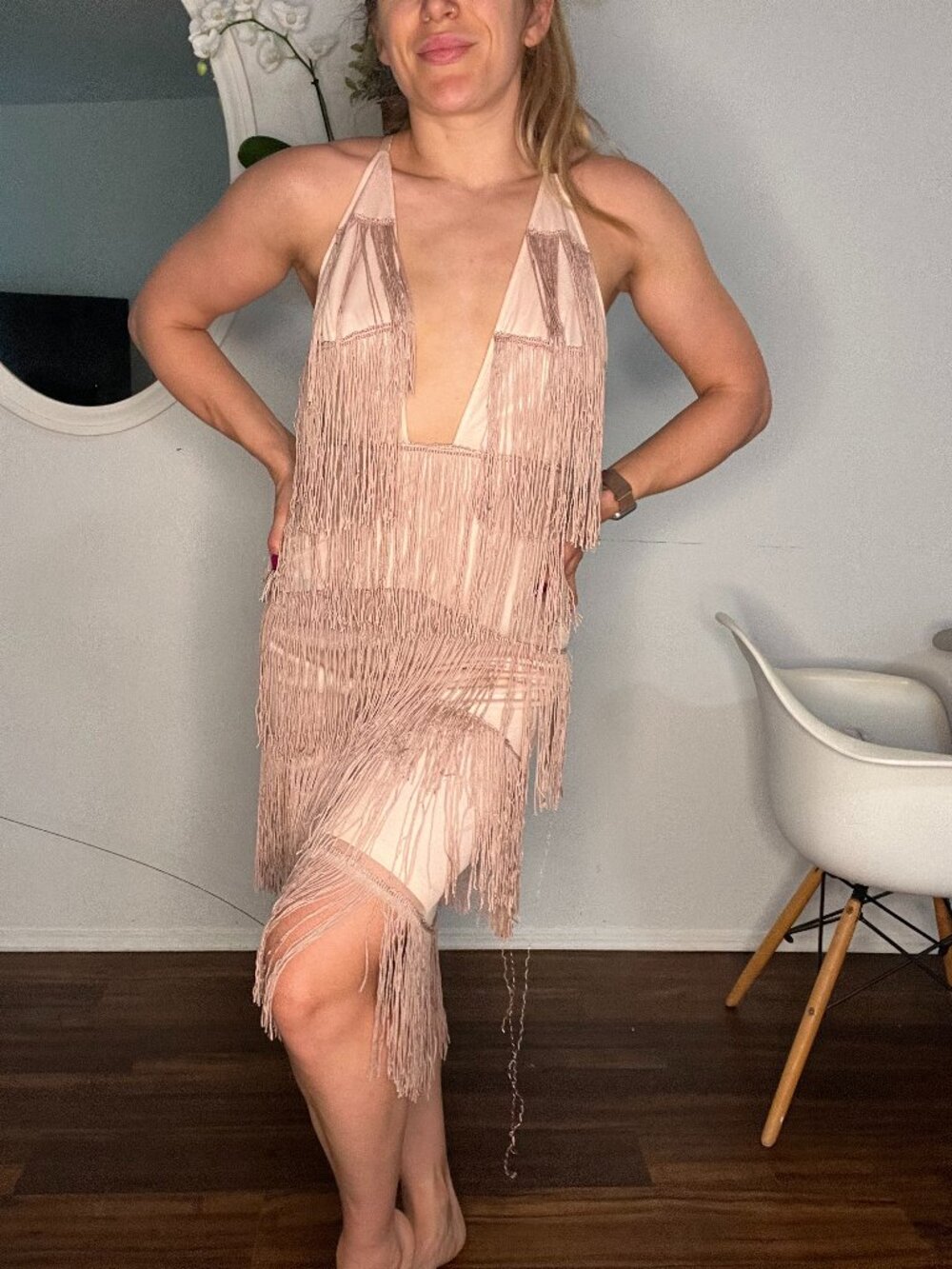 ASOS backless fringe dress